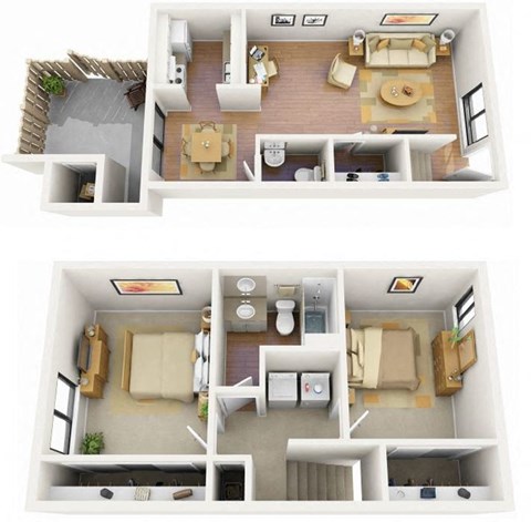 Floor plan for 2 beds, 1.5 baths, 1010 sqft